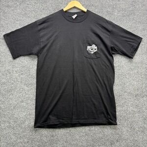 Vintage Cal Cru Daytona 500 T-Shirt Men's L‎ Black Pocket Tee Made in USA 90s
